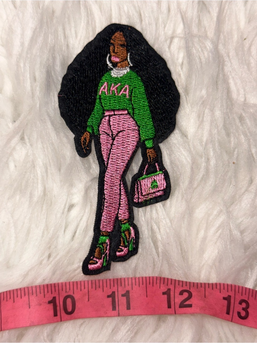 AKA Pink & Green Fashion Patch - Embroidered IRON ON PATCH|